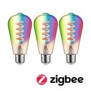 Filament 230V Smart Home Zigbee 3.0 LED Kolben ST64 E27  3x470lm 3x6,3W RGBW+ dimmbar Gold
