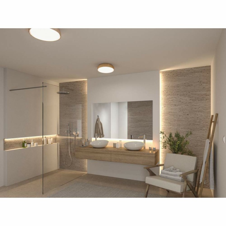 Paulmann Selection Bathroom LED Deckenleuchte Oka IP44  White Switch 950lm 230V 24W  Holzoptik