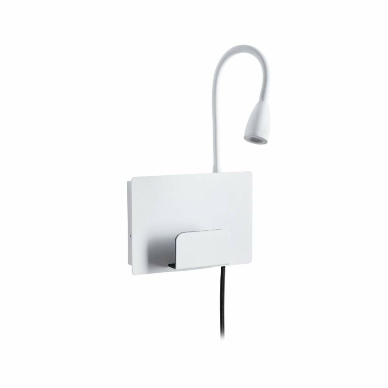 Paulmann LED Wandleseleuchte Halina Weiß matt mit USB-C Ladebuchse und Schwanenhals 2700K 200lm 2,4W