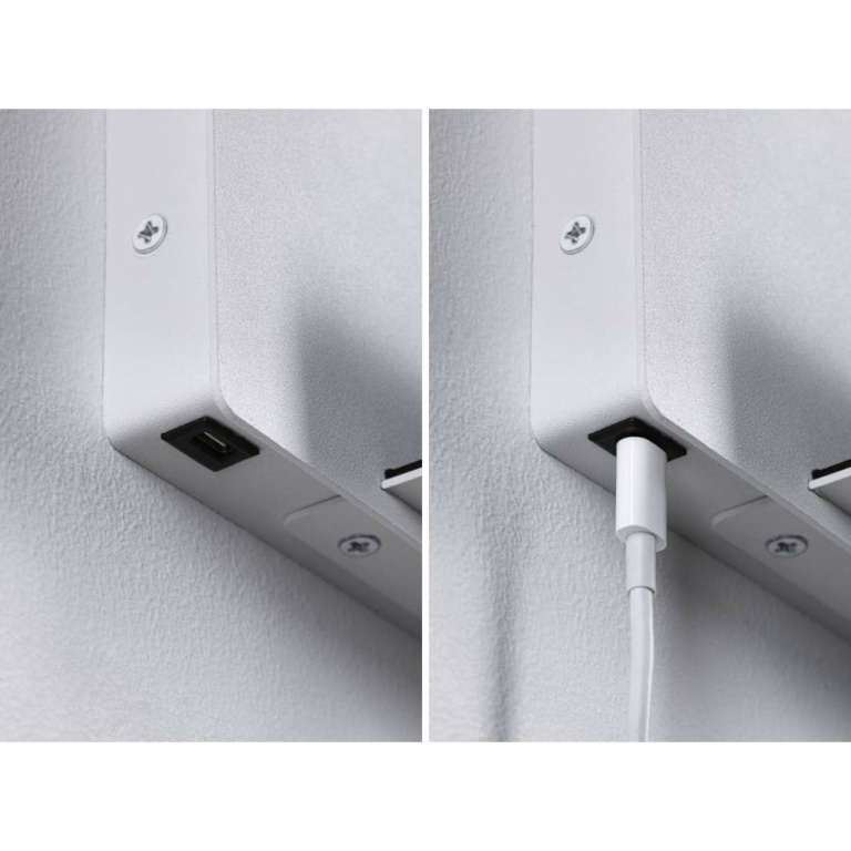 Paulmann LED Wandleseleuchte Halina Weiß matt mit USB-C Ladebuchse und Schwanenhals 2700K 200lm 2,4W