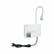 LED Wandleseleuchte Halina Weiß matt mit USB-C Ladebuchse und Schwanenhals 2700K 200lm 2,4W