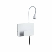 LED Wandleseleuchte Halina Weiß matt mit USB-C Ladebuchse und Schwanenhals 2700K 200lm 2,4W