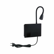 LED Wandleseleuchte Halina Schwarz matt mit USB-C Ladebuchse und Schwanenhals 2700K 200lm 2,4W