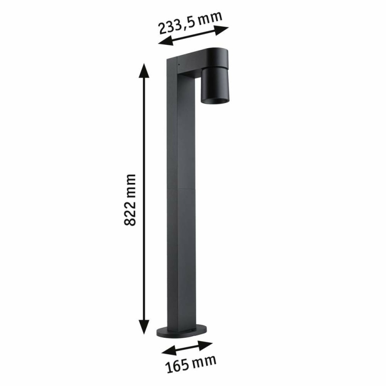 Paulmann LED Pollerleuchte Kimu  insektenfreundlich IP44  822mm 2200K 7,8W 500lm 230V 70° Anthrazit  Aluminium