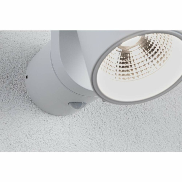 Paulmann LED Außenwandleuchte Cuff Bewegungsmelder  IP44  76x217mm 3000K 10W 700lm 230V 70° Weiß Aluminium