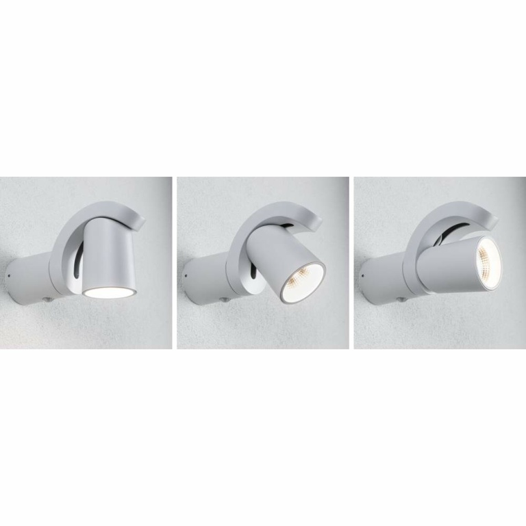 Paulmann LED Außenwandleuchte Cuff Bewegungsmelder  IP44  76x217mm 3000K 10W 700lm 230V 70° Weiß Aluminium