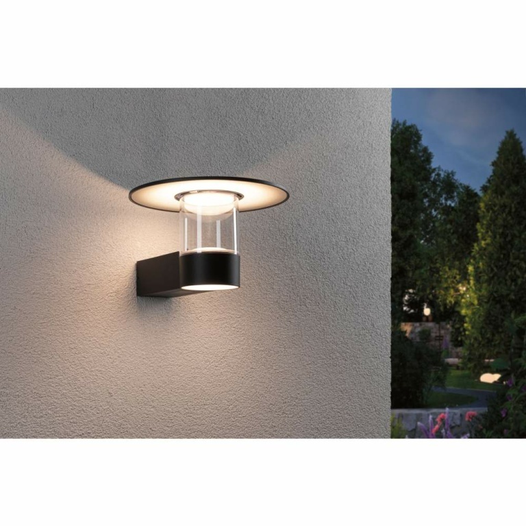 Paulmann LED Außenwandleuchte Sienna Bewegungsmelder mit Hochfrequenz-Sensor seewasserresistent IP44  212mm 3000K 9 / 1x3W 500lm 230V  Anthrazit Aluminium