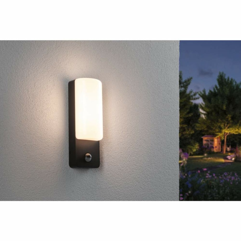 Paulmann LED Außenwandleuchte Bonnie Bewegungsmelder insektenfreundlich und seewasserresistent IP44  93x77mm 2200 - 3000K 8,5W 560lm 230V  Anthrazit Aluminium