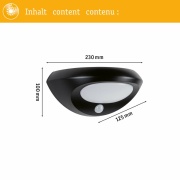 Solar LED Außenwandleuchte Sorova Bewegungsmelder  IP44  230x125mm 3000K 3,5W 220lm   Anthrazit Kunststoff