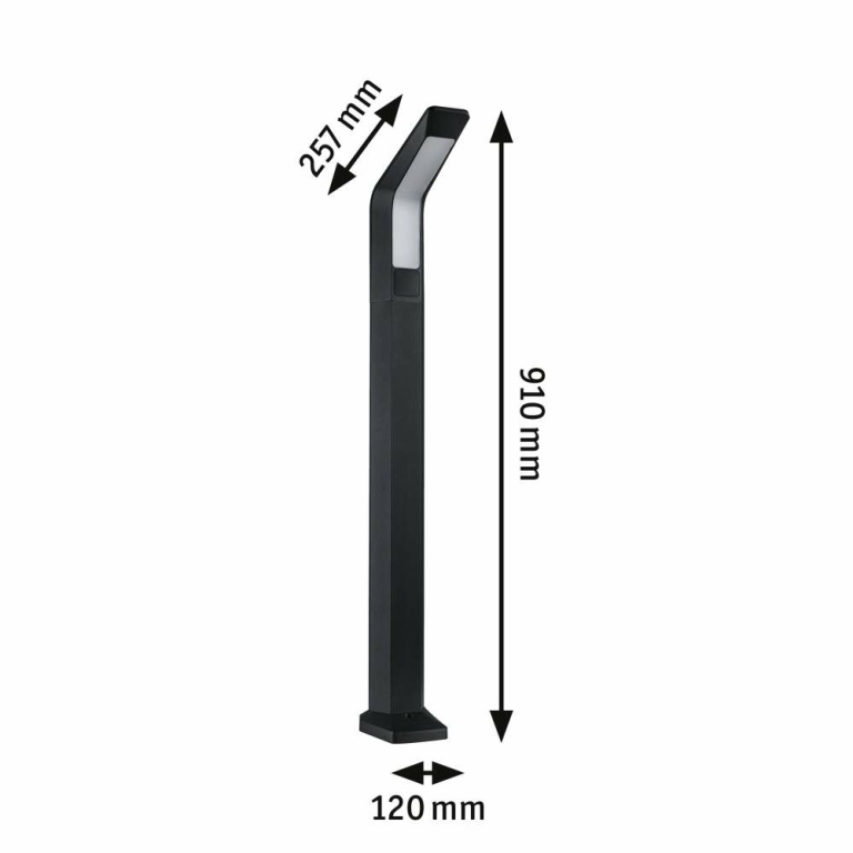 Paulmann LED Pollerleuchte Merano Bewegungsmelder mit Hochfrequenz-Sensor  IP44  910mm 3000K 14W 850lm 230V  Anthrazit  Aluminium