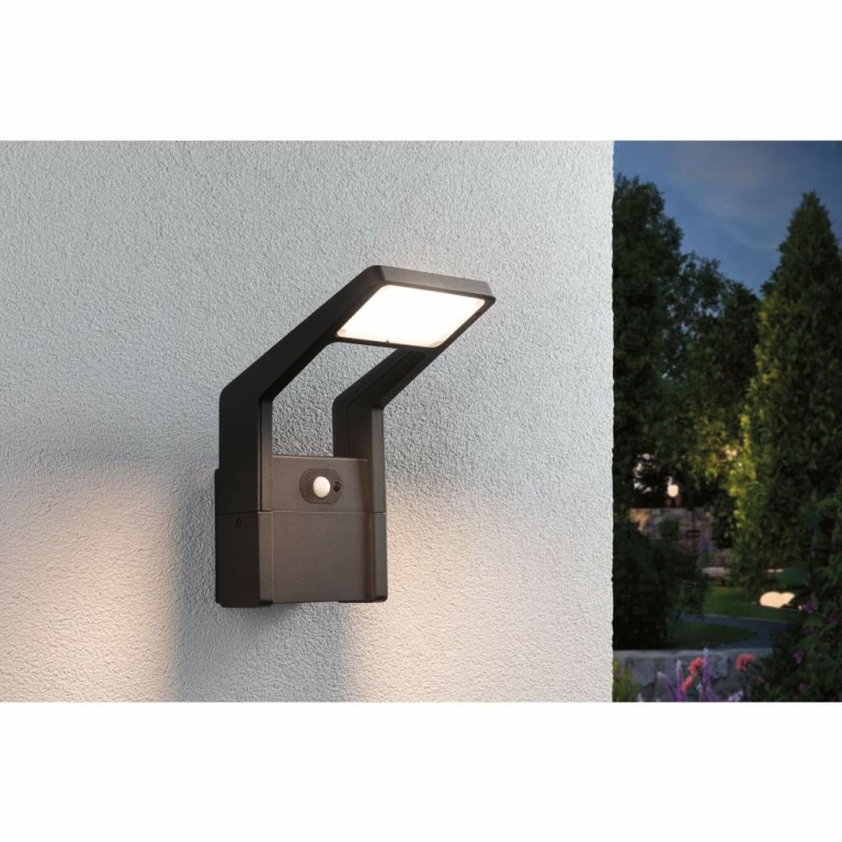 Paulmann LED Außenwandleuchte Juntea Bewegungsmelder  IP44  140x217mm 3000K 11W 900lm 230V  Anthrazit Aluminium