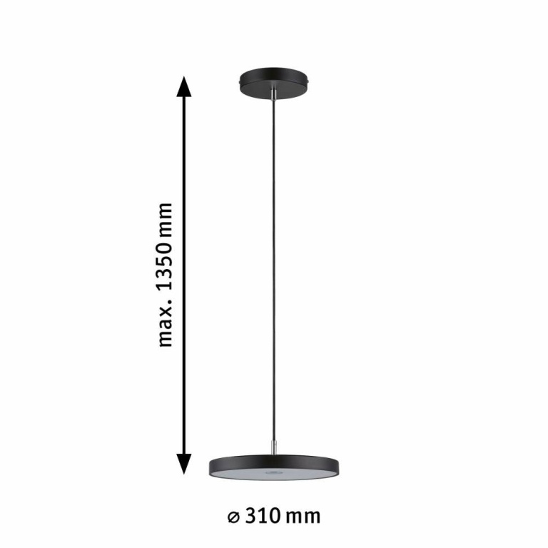 Paulmann LED Pendelleuchte 3-Step-Dim Hildor 22W Schwarz matt höhenverstellbares Textilkabel