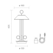 Akku-Tischleuchte Nudiderot 425mm schneeweiß 2,2W FlexMood 2200K/2700K IP54 168/197lm