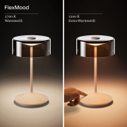 Akku-Glasleuchte Numotion 265 mm dünenbeige 2,2W FlexMood 2200K/2700K IP54 171lm