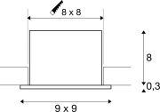 KADUX, Deckeneinbauleuchte, single, 3000K, 38°, IP 20, quadratisch, weiß