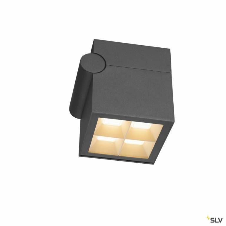 SLV S-CUBE, Wand- und Deckenaufbauleuchte, 2700/3000K, 15W, PHASE, 80°, anthrazit