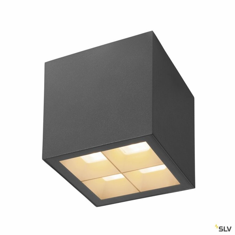 SLV S-CUBE, Deckenaufbauleuchte, 2700/3000K, 15W, PHASE, 80°, anthrazit