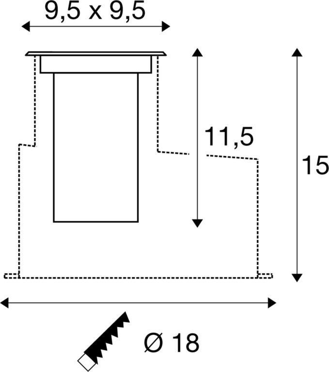 SLV DASAR® S, Bodeneinbauleuchte, eckig, 4W, 3000K, 24°, IP67, zylindrisch, anthrazit