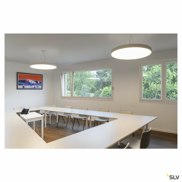 SLV MEDO® PRO 90, Deckenaufbauleuchte, rund, 3000/4000K, 75W, DALI, Touch, 70°, UGR<19, DC, weiß