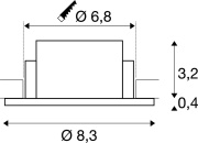 NEW TRIA® 68, Deckeneinbauring, D: 8.3 H: 3.55 cm, IP 65, inkl. Glas, weiß