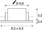 NEW TRIA® 68, Deckeneinbauring, L: 8.3 B: 8.3 H: 3.55 cm, IP 65, inkl. Glas, schwarz