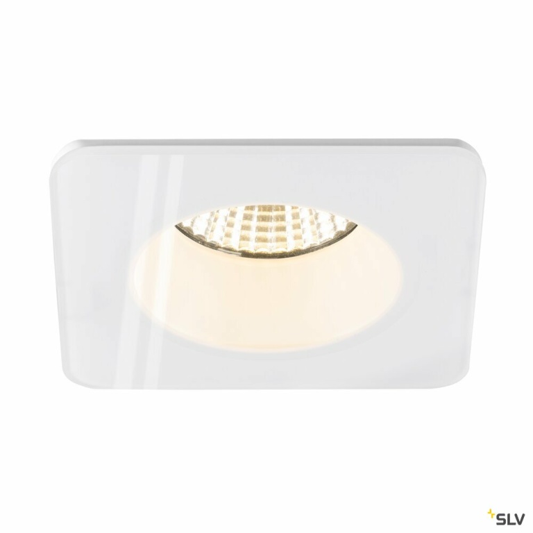 SLV NEW TRIA® 68, Deckeneinbauring, L: 8.3 B: 8.3 H: 3.55 cm, IP 65, inkl. Glas, weiß