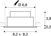 NEW TRIA® 68, Deckeneinbauleuchte, 3000K, 38°, IP 20, quadratisch, weiß