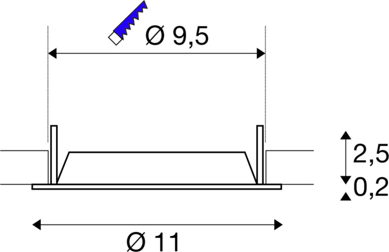 SLV DOWNLIGHT V 100, leicht versenkte Abdeckung schwarz