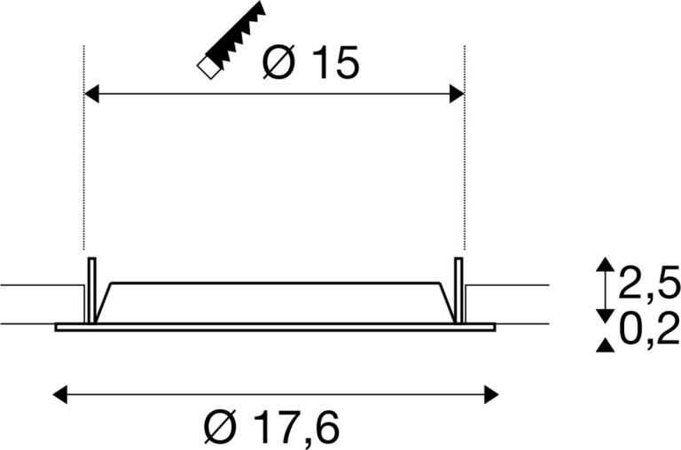 SLV DOWNLIGHT V 150, leicht versenkte Abdeckung schwarz