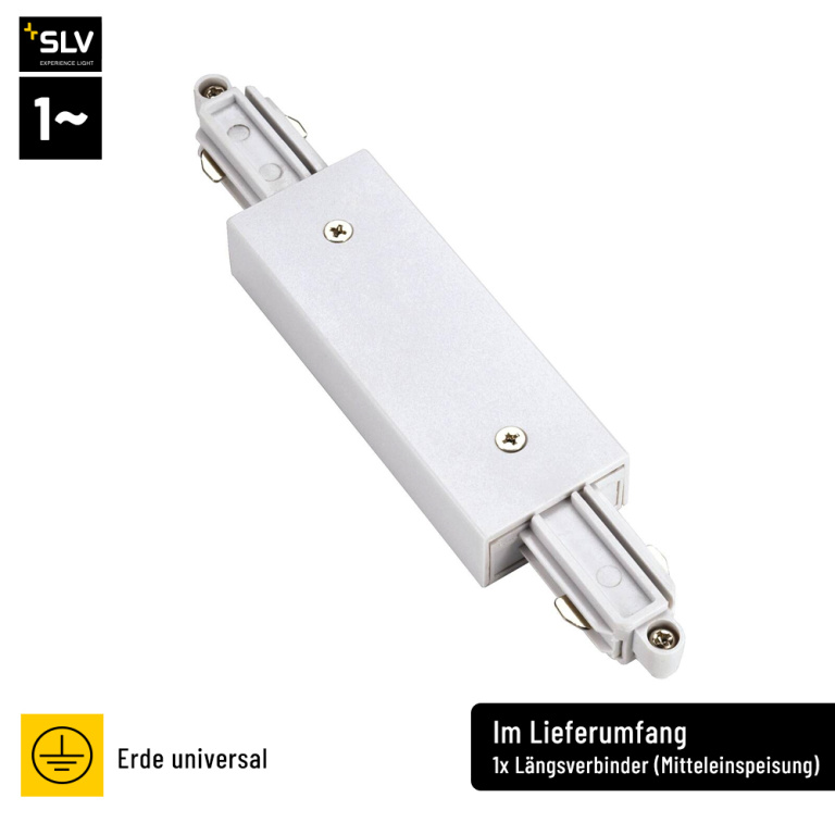 SLV LED 1-Phasen Hochvolt Schienensystem Set weiß mit 3x BIMA I Spot + 2x 1m Stromschiene