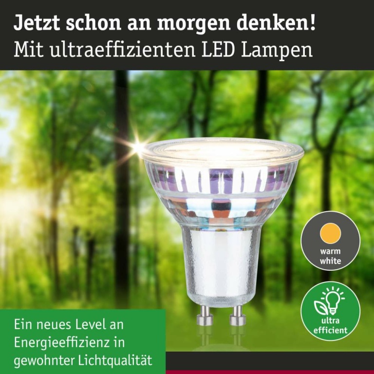 Paulmann Eco-Line Standard 230V LED Reflektor Ultraeffizient GU10 450lm 2,5W 3000K Warmweiß Silber