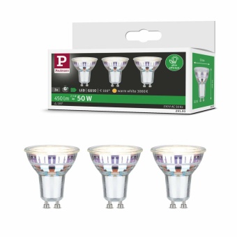 Paulmann Eco-Line Standard 230V LED Reflektor Ultraeffizient GU10 3er-Set 3x450lm 3x2,5W 3000K Warmweiß Silber