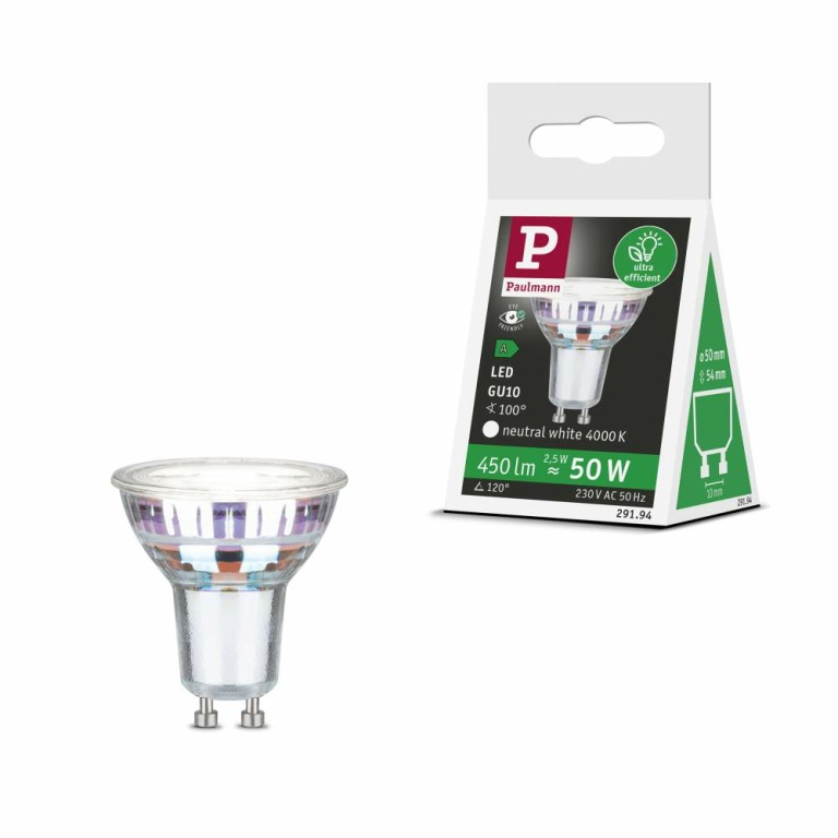 Paulmann Eco-Line Standard 230V LED Reflektor Ultraeffizient GU10 450lm 2,5W 4000K Neutralweiß Silber