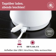 Akkuleuchte 3-Step-Dim Onzo IP44 dimmbar 2700K Weiß