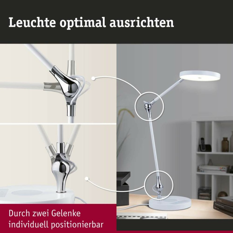 Paulmann LED Schreibtischleuchte Numis   White Switch 1000lm 11W Weiß