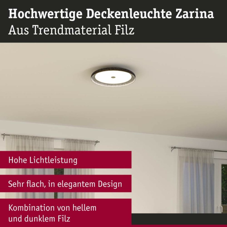 Paulmann LED Deckenleuchte 3-Step-Dim Zarina   2700K 3400lm 34W Anthrazit dimmbar