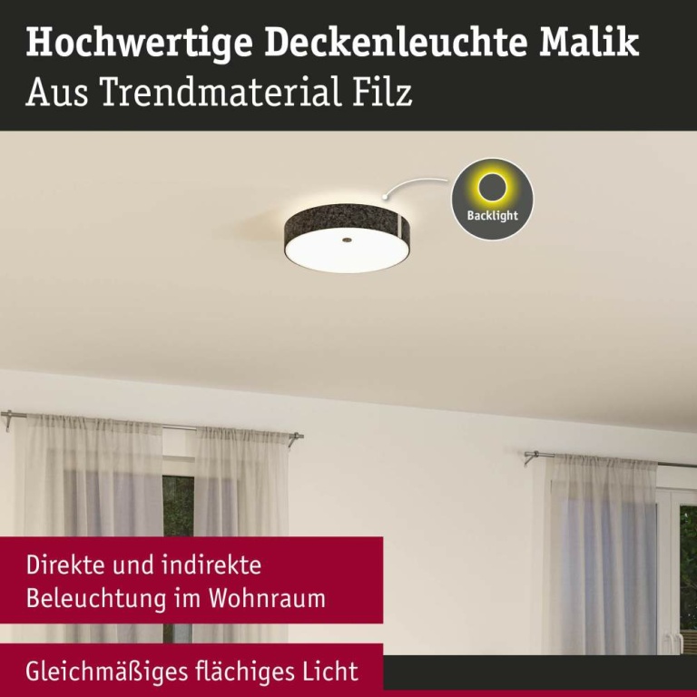 Paulmann LED Deckenleuchte 3-Step-Dim Malika   2700K 2300lm 230V 29W dimmbar Anthrazit