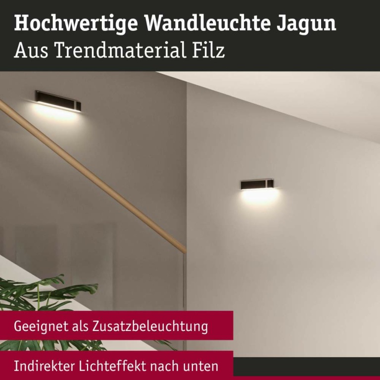 Paulmann LED Wandleuchte 3-Step-Dim Jagun   2700K 1250lm 230V 18W dimmbar Anthrazit