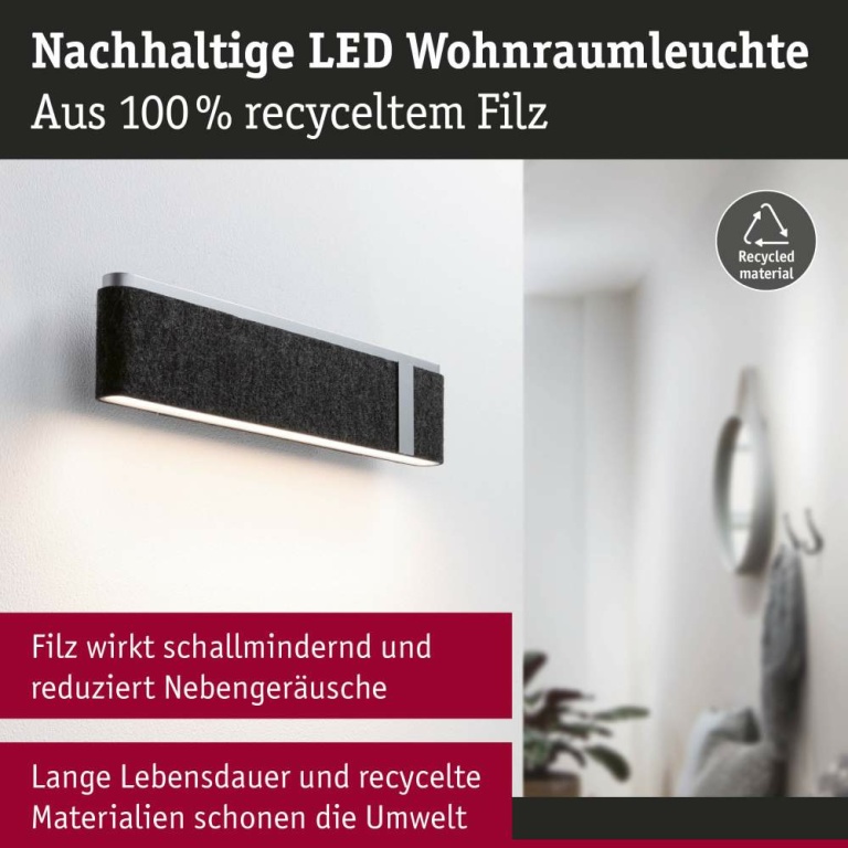 Paulmann LED Wandleuchte 3-Step-Dim Jagun   2700K 1250lm 230V 18W dimmbar Anthrazit