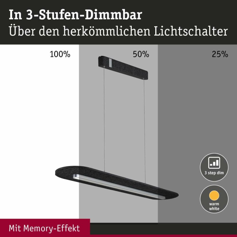 Paulmann LED Pendelleuchte 3-Step-Dim Tulga  27W Anthrazit