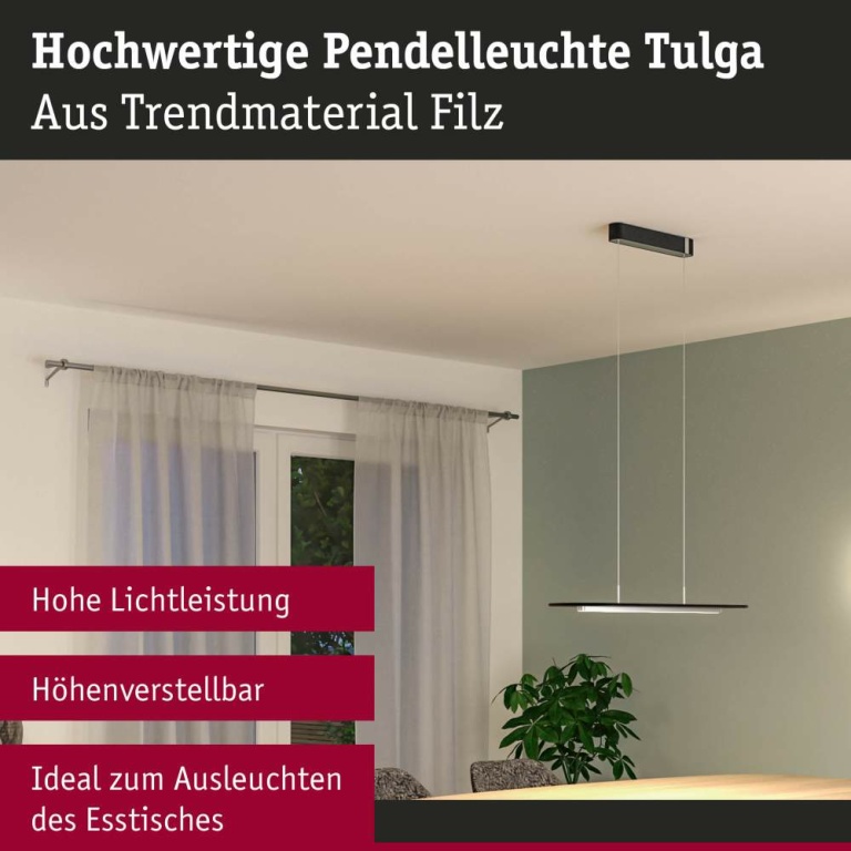 Paulmann LED Pendelleuchte 3-Step-Dim Tulga  27W Anthrazit