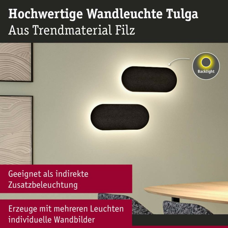 Paulmann LED Wandleuchte 3-Step-Dim Tulga   2700K 900lm 230V 17W dimmbar Anthrazit