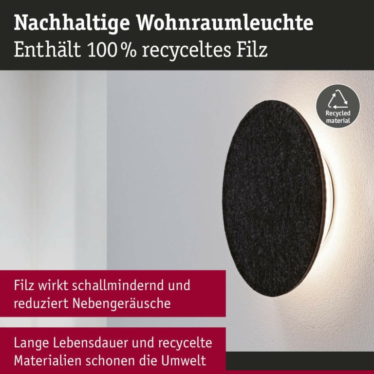 Paulmann LED Wandleuchte 3-Step-Dim Tulga   2700K 1000lm 230V 15W dimmbar Anthrazit