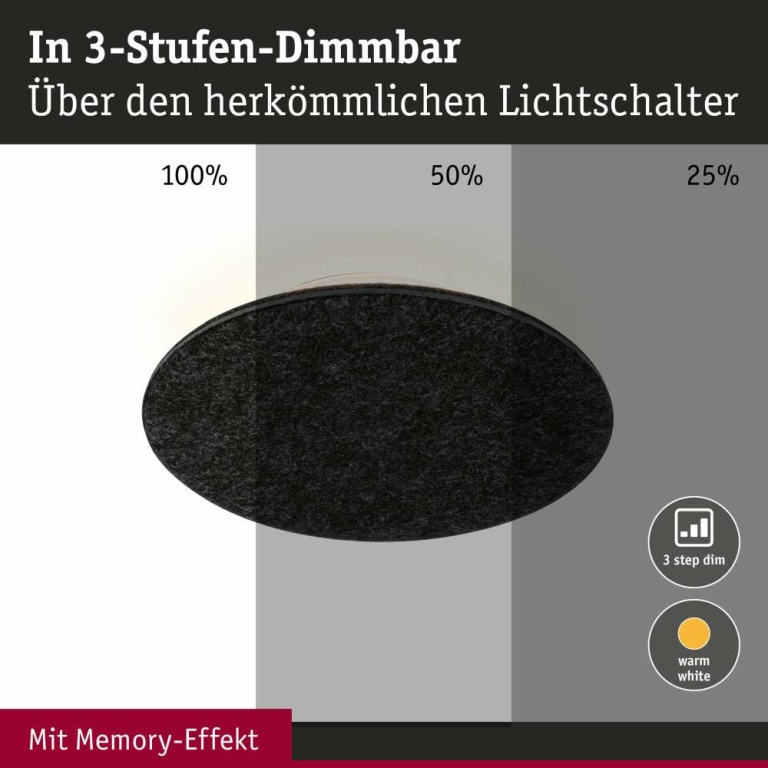 Paulmann LED Wandleuchte 3-Step-Dim Tulga   2700K 1000lm 230V 15W dimmbar Anthrazit