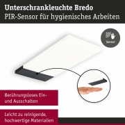 LED Unterschrankleuchte Bredo 3000K Warmweiß Näherungsensor 3er-Set  3x2,5W 80x190mm 3x180lm 230/12V  Schwarz