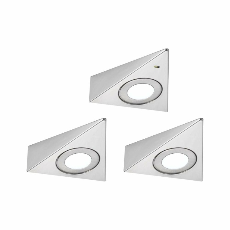 Paulmann LED Unterschrankleuchte Trias 4000K Neutralweiß Näherungsensor 3er-Set  3x2,7W 135x132mm 3x185lm 230/12V  Eisen gebürstet