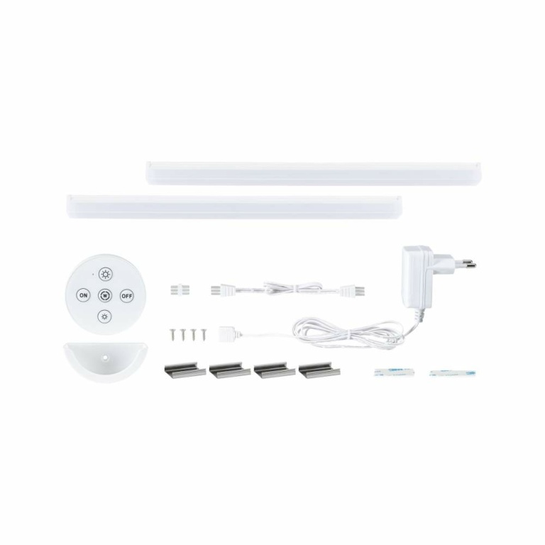 Paulmann LED Unterschrankleuchte Barreo Möbelaufbauleuchte 2er-Set mit Trafo & Fernbedienung White-Switch 2x300lm Weiß 230/24V