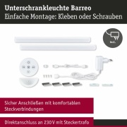 LED Unterschrankleuchte Barreo Möbelaufbauleuchte 2er-Set mit Trafo & Fernbedienung White-Switch 2x300lm Weiß 230/24V