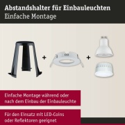 Zubehör Abstandshalter für Einbauleuchten 62 - 90mm 3er-Set Schwarz