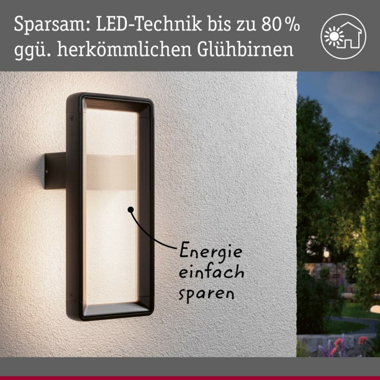 Paulmann LED Außenwandleuchte Reana Bewegungsmelder mit Hochfrequenz-Sensor  IP44  176x107mm 3000K 2x3W 2x130lm 230V  Anthrazit Metall